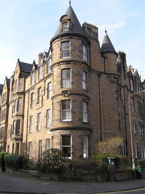 Marchmont Crescent at the corner with Warrender Park Road, opposite the Co-op